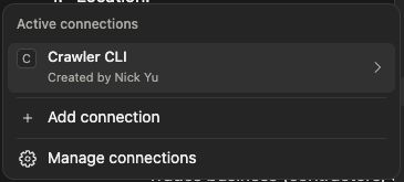 Notion's page-level Connections menu