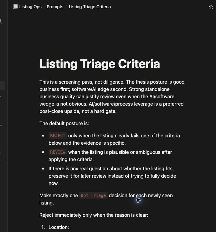 Objective triage rules stored in Notion